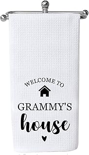 Grammy Gift Grammy Kitcken Towel Welcome to Grammy’s House Grandma Tea Towel Housewarming Gifts for New House (Welcome to Grammy's House CA)