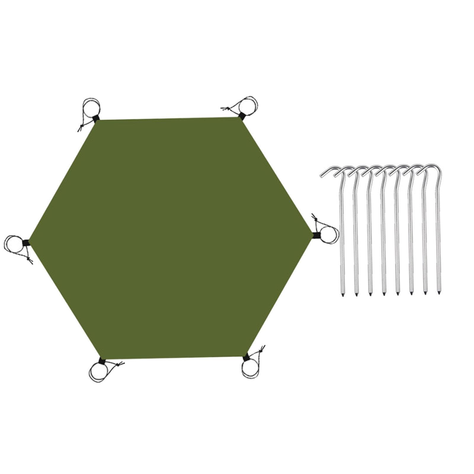 Yiju Hexagonal Ground Sheet for Camping and Outdoor Activities, with 6 Tent Stakes