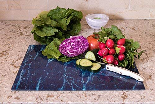 Glass Cutting Board By Clever Chef | Non Slip Cutting Board Is Shatter-Resistant, Durable, Stain Resistant, Dishwasher Safe | 12" X 15.75", Marble #TOP3