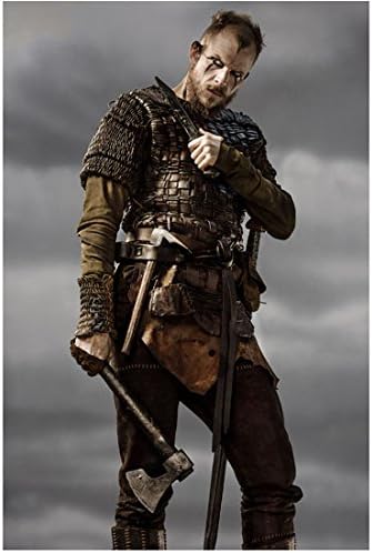 Vikings Gustaf Skarsgard as Floki Looking Mean with Dark Eyes Holding Blade to Chest 8 x 10 Photo