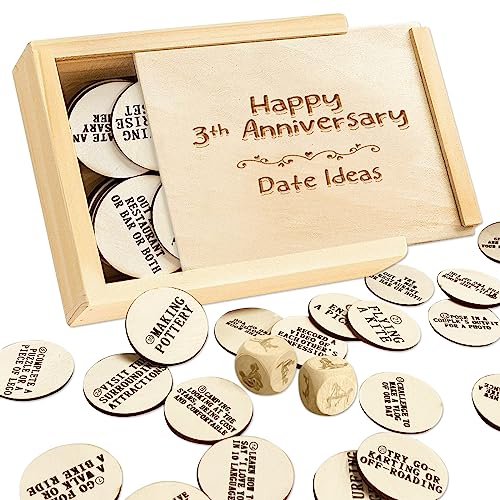 1Dfaul 3 Year Anniversary Wooden Gifts For Him Her, 3Rd Wedding Gifts Anniversary For Couples, 3 Year Wedding Gift Anniversary For Husband Date Ideas & Dice Box (3 Year) #TOP11