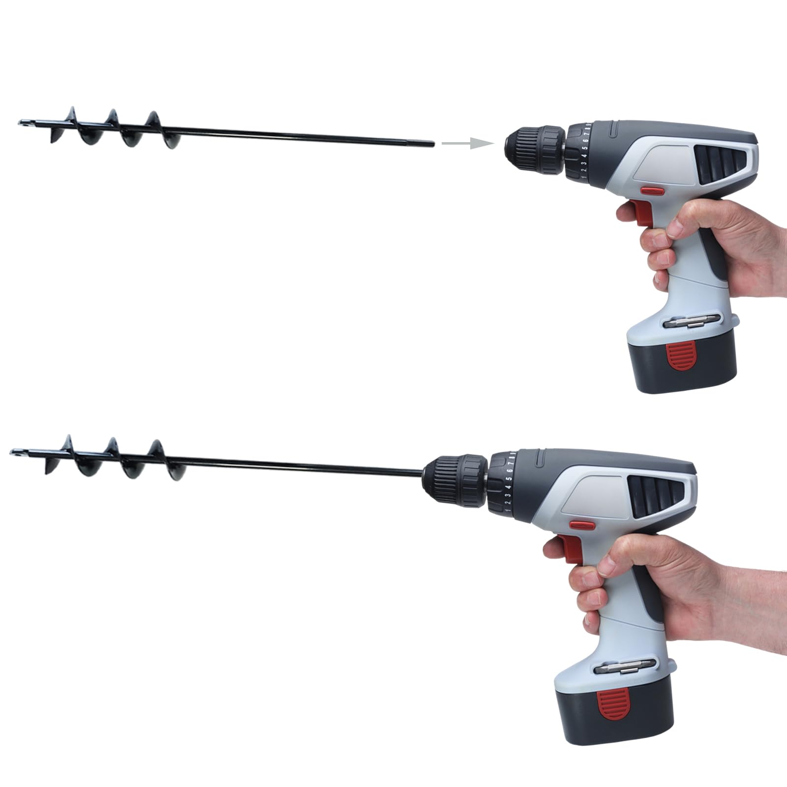 Erdbohrer Akkuschrauber, Gartenbohrer, Bodenbohrer, Erdbohrer für Bohrmaschine, Turboplanter, für Gartenpflanzung, Lockerung der Pflanzen, Feldaushub