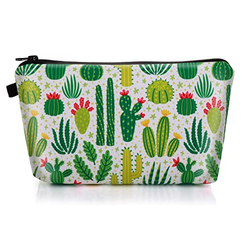 Sibba Petite Trousse à Maquillage en Toile avec Fermeture éclair pour Ranger Vos Produits de Beauté Accessoire de Voyage pour Adolescentes Cactus Vert 21.5...
