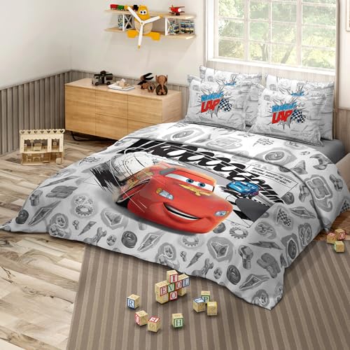 Image of Sassoon Disney Cars Lap Digital Printed 100% Cotton Bedsheet with 2 Pillow Covers in 300TC
