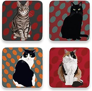 Leslie Gerry Cat Coasters Set of 4