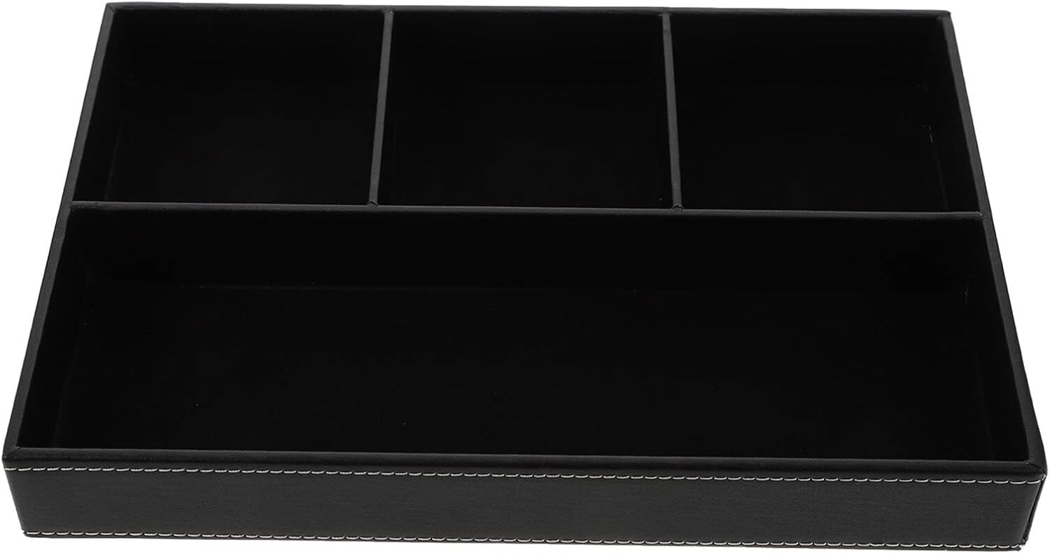 Cabilock Desktop Storage Box 12X7.87X1.69In with Separate Tray Jewelry Organizer Sundry Holder for Keys Accessories and Small Items