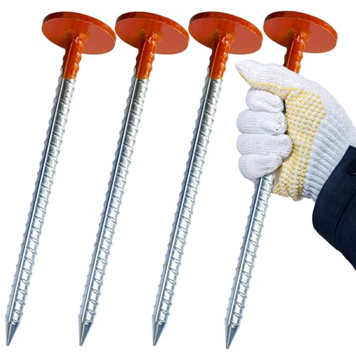 WANSRUYI Rebar Survey Marker Stakes 12 Inch Long - 1.35 LB Heavy Duty Hi-Vis Orange (4 Pack)