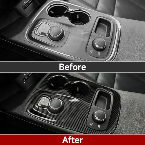 Image of Car Gear Shift Panel Decals for 2014 2015 2016 2017 Dodge Durango Accessories Carbon Fiber Stickers