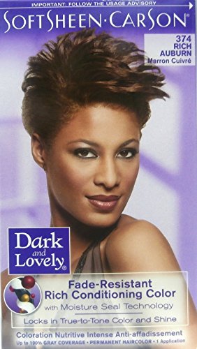 Dark & Lovely Rich Auburn 374 Cream, Fade Resistant Rich Conditioning Colour, Permanent Hair Colour, 1 application, Moisturizing, for Female, Bottle