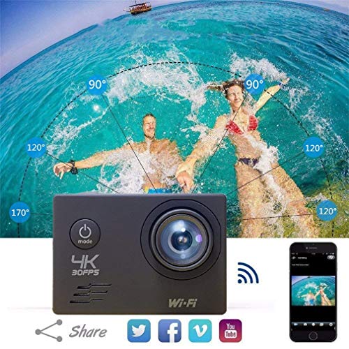 Image of Action Camera, 4K 20MP WiFi Webcam Underwater Waterproof 40M Sports Camera with 2.0 Inch LCD Screen HDMI HD Output, for Live Streaming Stabilisation,White