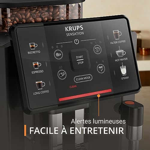 Krups Sensation C50, Machine à café grains, 5 Boissons en accès direct, Interface tactile couleur, Facile à utiliser, Nettoyage sans effort, Buse manuelle Cappuccino, Fabriqué en France EA910810 – Image 5
