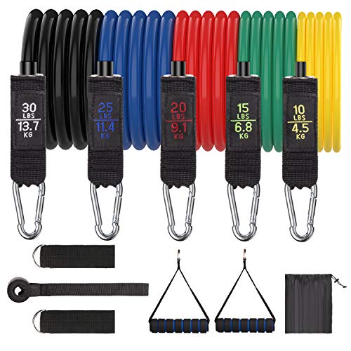 CCVOO Resistance Bands Set, Exercise Bands with Handles - 5 Fitness Workout Bands
