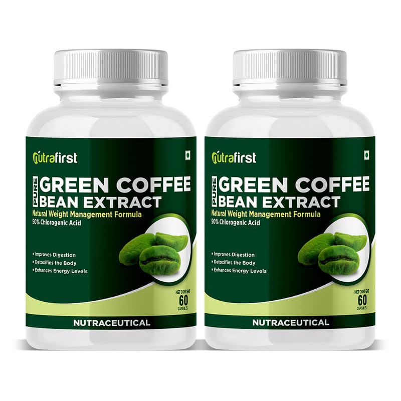 Green Coffee Bean Extract Capsules (2x60 Caps) | 50% CGA | Natural Weight Management & Fat Burner Supplement | Supports Metabolism & Healthy Weight Loss | For Men & Women – Pack of 2