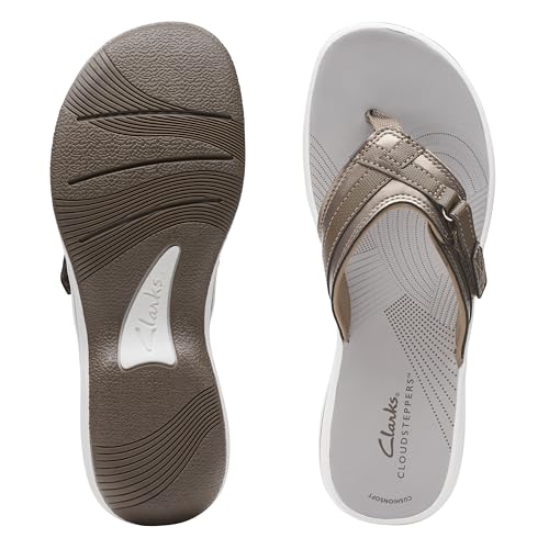 Clarks Women's Breeze Sea Flip-Flop, Pewter Synthetic, 7 by Clarks - Used condition - Image 8