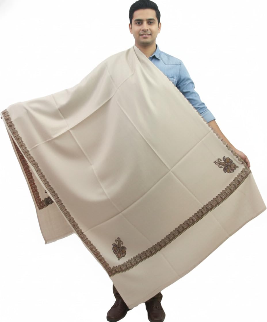 v vrinde Vrinde Grey Pashmina Embroidered Men's Shawl KA-SWL-15-picture-20