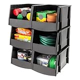 IRIS USA Stackable Storage Bins Open Front, 6 Pack, Plastic Hanging Organizer Caddy Basket for Hardware Crafts, Small Parts, Nuts and Bolts,...