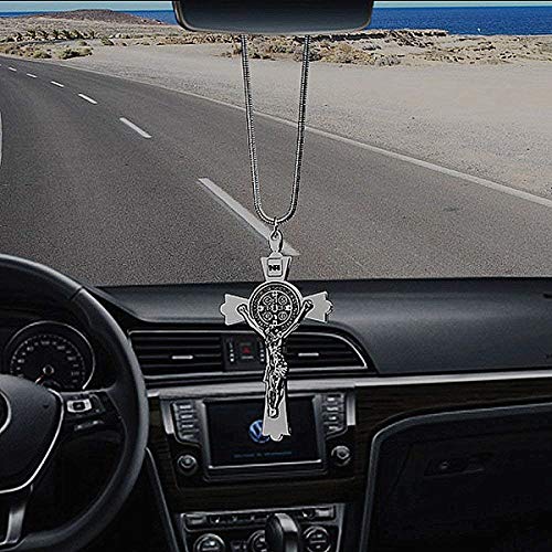 Car Ornaments Metal And Crystal Diamond Cross Jesus Christian Car Rear View Mirror Pendant Hanging Car Styling Accessories Auto Decoration #TOP1