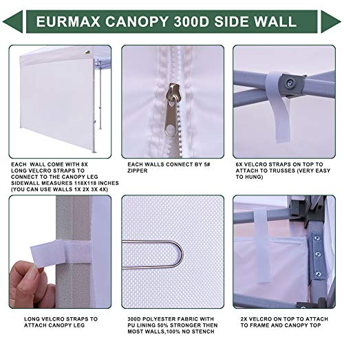 Image of Eurmax USA 10x10 Pop Up Canopy SunWall-UV Protection for Tents,Blocks Sunlight&Wind,Water Resistant Side Wall Only,Easy Hook & Loop Installation,Fit for 10FT Straight Leg Shelters&Gazebo,Cocoa