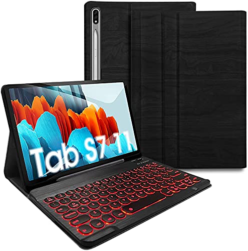 REAL-EAGLE Galaxy Tab S7 11 inch Backlit Keyboard Case 2022 SM-T870 SM-T875, 7 Color Backlights Detachable Wireless Keyboard Protective Case Cover for Samsung Galaxy Tab S7 2022 11 T870 T875 (Black)