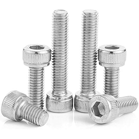 KINDOYO 200 Pieces M1.6 Hex Bolts - Silver Stainless Steel Socket Cap Screws Machine Screw Metric Full Threaded Bolts Metal Fasteners - M1.6 * 5mm Cover