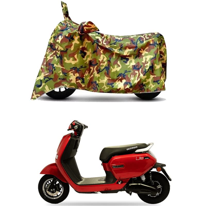 Image of Waterproof 100% PVC Coated Full Bike Scooty Two Wheeler Body Cover Compatible for Okinawa Lite STD /UV-Rays /Heat Protection /Birds Dropping /Scratchproof /Dust Proof [6X6 Jungle Print]
