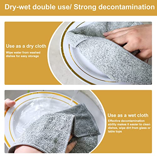 Fgsaeor Kitchen Dish Towels, Dish Cloths For Washing Dishes, Highly Absorbent Cleaning Cloth Thick And Fast Drying Tea Towels With Bamboo Charcoal Fiber, Nonstick Oil Washable Dish Rags (12 Pack) #TOP5