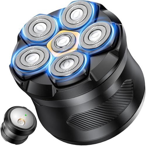 Rasoir Tete Chauve Homme,6D Tête Magnétique Rasoir Électrique Humide/sec étanche IPX7 Étanche Tondeuse Crane Chauve Type-C Rasoir Crane Homme Chauve avec...