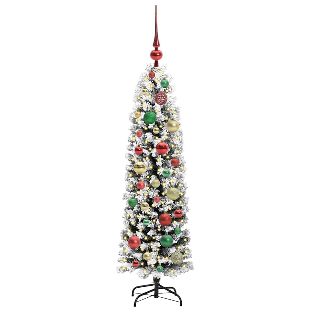 Albero di Natale artificiale, 120 cm, verde, con 150 LED bianco caldo, supporto robusto, alimentato tramite USB, per interni ed esterni protetti, decorazione per feste