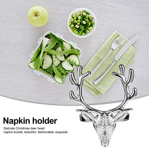 Amosfun 4 Stück Silber Hirsch Serviettenringe Weihnachtsserviettenringe Halter Serviettenringe für Weihnachten… - Image 6