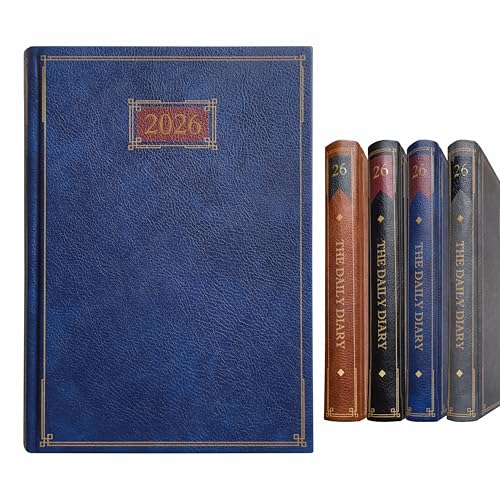 Image of Anupam Goth Diary 2026 with Dates, 2026 Daily Planner Full Page Per Day with Monthly Calendar, January to December 2026 Size B5 (25x17cm) 365 Days Canvas Textured PU Cover 80GSM Blue