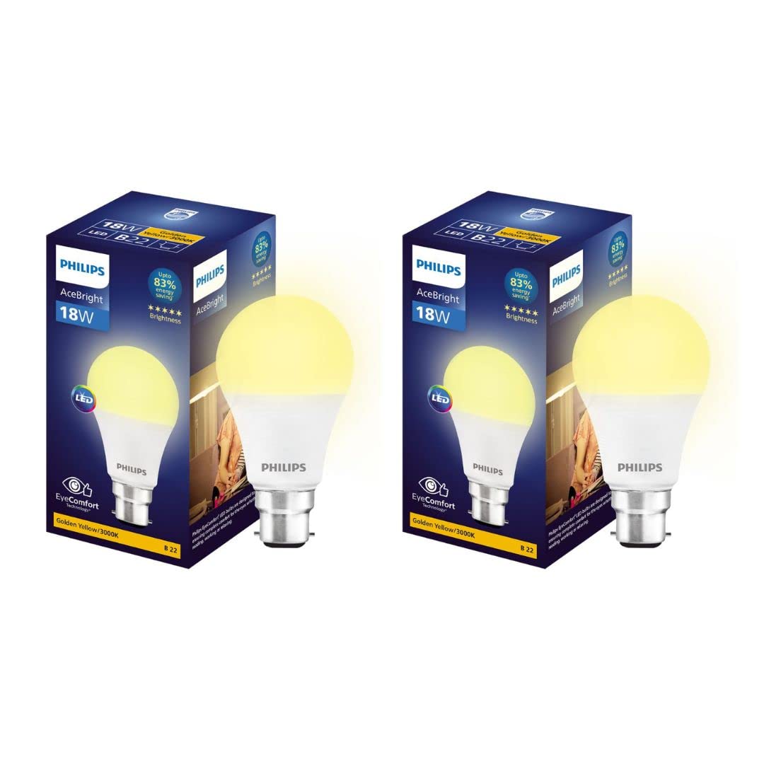 PHILIPS 18-watt LED Bulb |AceBright High Wattage LED Bulb|Base: B22 Light Bulb for Home | Warm White, Pack of 2 (B0C3RGWP55) Amazon Price History, Amazon Price Tracker