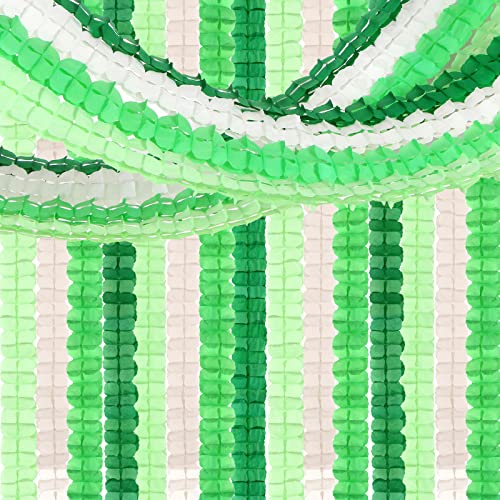 Image of Green-White Party Decorations Streamers Garland - 157Ft Four-Leaf Clover Hanging Banner, Jungle Theme Supplies Baby Shower Spring Summer Birthday Decor Hugtmr