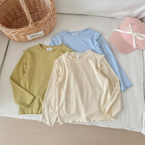 Toddler Girls Lettuce Trim Long Sleeve Tee Shirts Casual Blouse Tops with Ruffles3