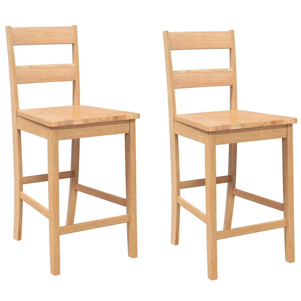 vidaXL Tabourets de Bar 2 pcs Naturel Bois Massif d'hévéa