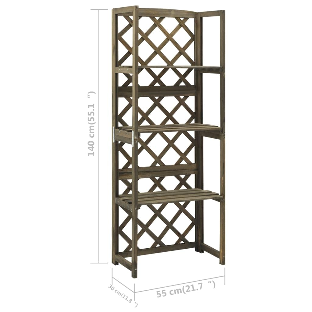 Celosía con estantes gris 55x30x140 cm madera maciza de abeto