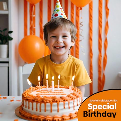 Image of 4 Orange Streamers, 382ft Pack of Crepe Paper Party Decorations | Each roll is 82 ft long and 1.8 Inch wide ideal for Birthday Party Decor, Baby showers and Cultural Parties