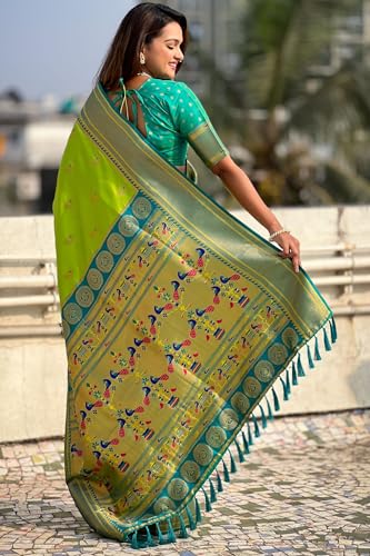 Image of SGF11 Women's Paithani Soft Lichi Silk Kanjivaram Sarees With Blouse Piece
