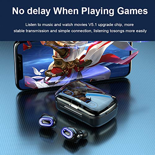 Fones de ouvido sem fio TWS, fones de ouvido Bluetooth 5.1 Touch Control com capa de carregamento no