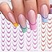 6 Sheets French Tip Nail Stickers for 3D Self-Adhesive Gradient Decals - Colorful Stripe Tips Supplies for DIY Art Decorations Tools