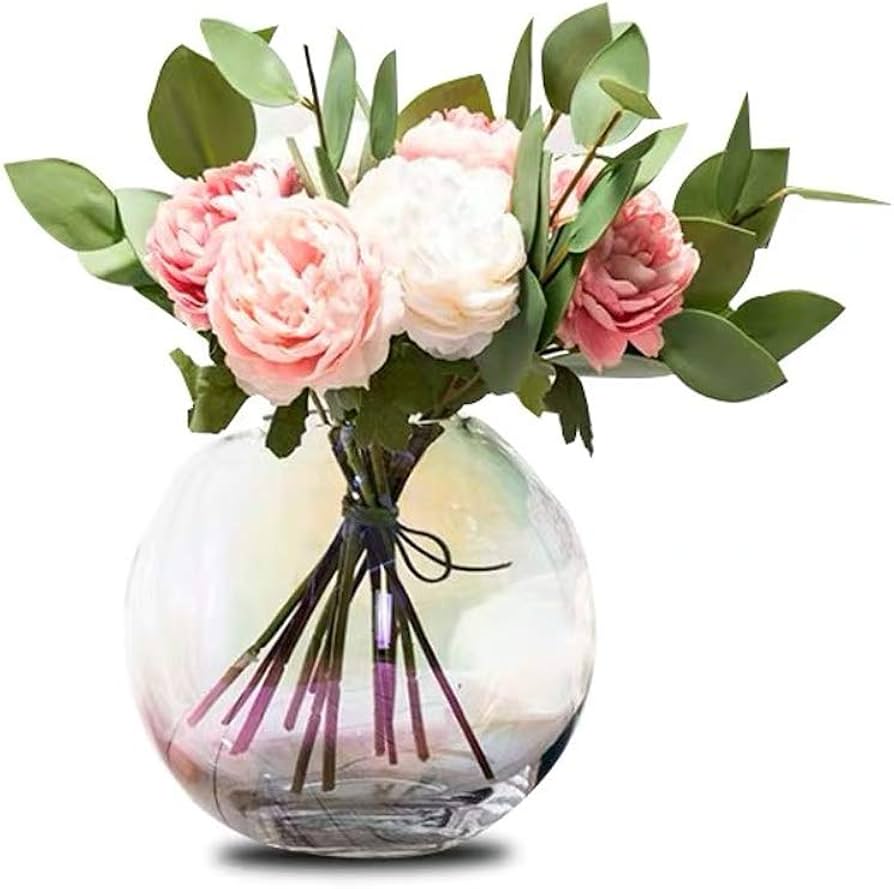 花瓶 ガラス フラワーベース 虹色 丸型 クリア 水栽培 北欧 シンプル モダン おしゃれ 花器 生け花 インテリア プレゼント GMUMU