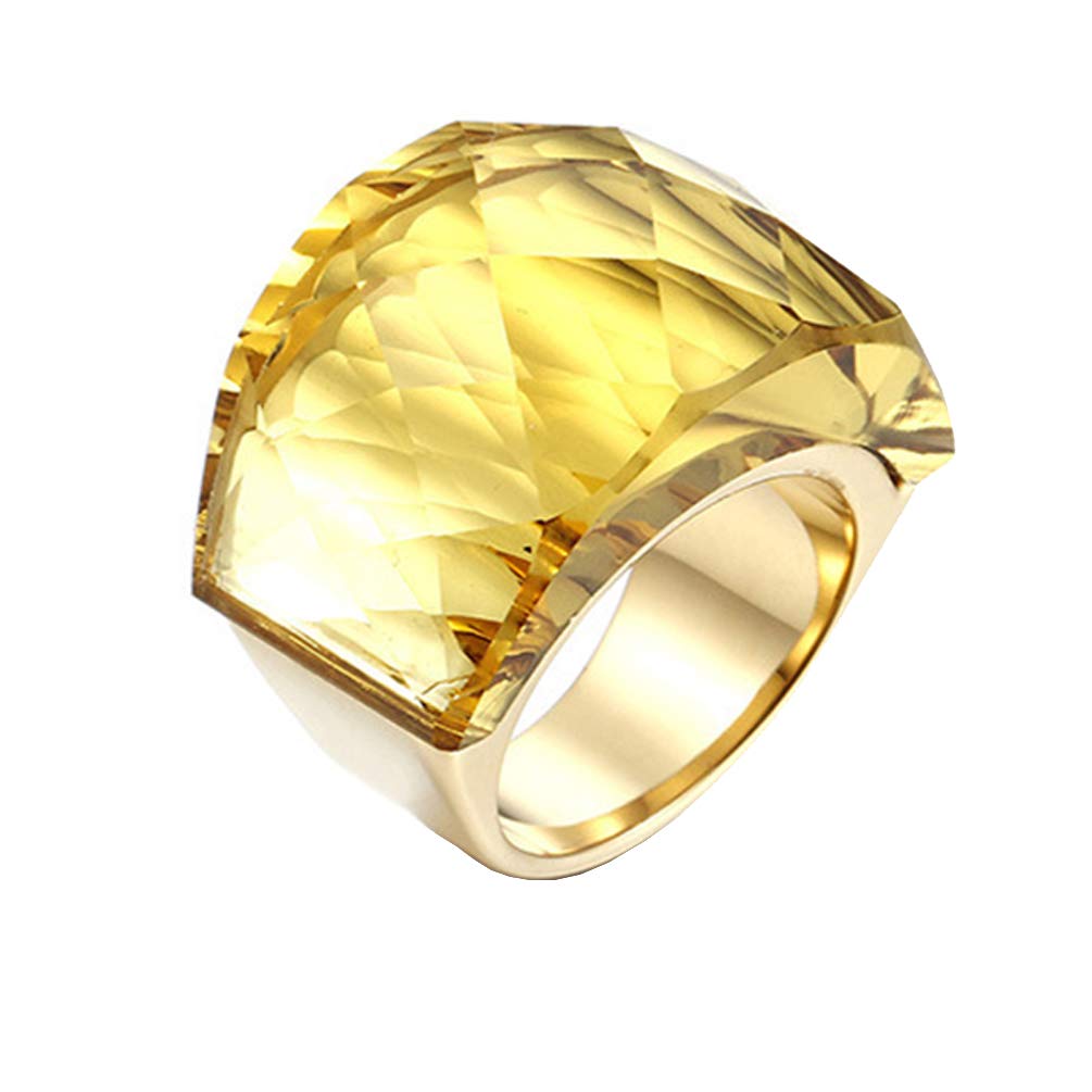 HIJONES Men Women Stainless Steel Cubic Zirconia Royal Crystal Rings Wrap Band Cocktail Style