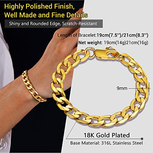 Gold Chain Bracelets 18K Plated Hip Hop Men Women Jewelry Gift Stainless Steel Stacking Layering Curb Chain Cuban Link Bracelet #TOP3