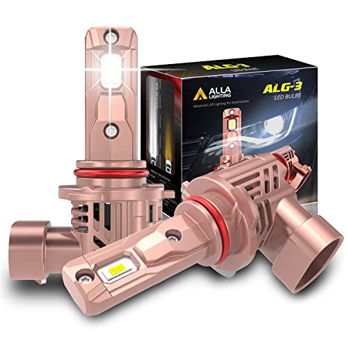 Alla Lighting Extreme Super Bright 9005 HB3 LED Headlights Bulbs, 6000K~6500K Xenon White, 1:1 Design High Beam, Low Beam Conversion Kits Headlamps or H10 9145 9140 Fog Lights Lamps Replacement