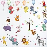AMODA Cartoon Animal Wall Decal Jungle Animals Wall Stickers Monkey Lion Giraffe Dinosaur Wall Decor