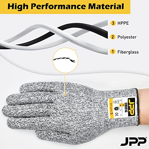 Jpp Premium Cut Resistant Gloves, Cutting Proof Ce Level 5 Protection, Food Grade Safe, Ambidextrous, 3D-Comfort Fit, Machine Washable, Dexterity, Lightweight, 1 Pair, Size 7, Small #TOP2