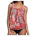 Bikini Lentejuelas Mujer Conjunto Tamaño Pieza Mujer Imprimir Espalda Dos Plus Trajes de baño Traje de baño Tankini Trajes de baño con Tiras Conjunto de Tankinis Delantal Bikini