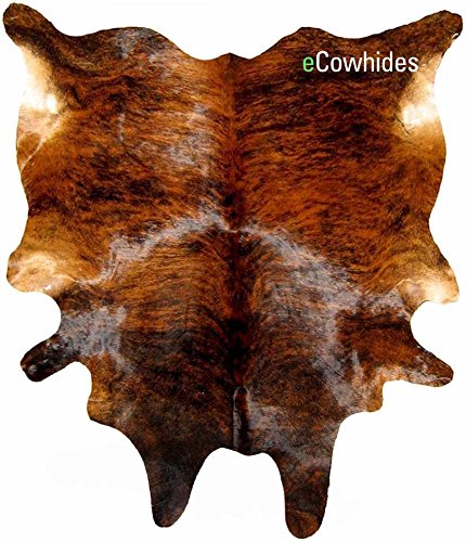 Brindle Brazilian Cowhide Area Rug, Cowskin Leather Hide for Home Living Room (XXL) 8 x 7 ft