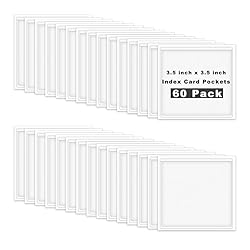 60 Pack Self Adhesive Pockets, Bin Labels for Storage Bins Clear Label Holder Index Card Pockets Card Holder for Organizing and Protecting (3.5 x 3.5 inches)