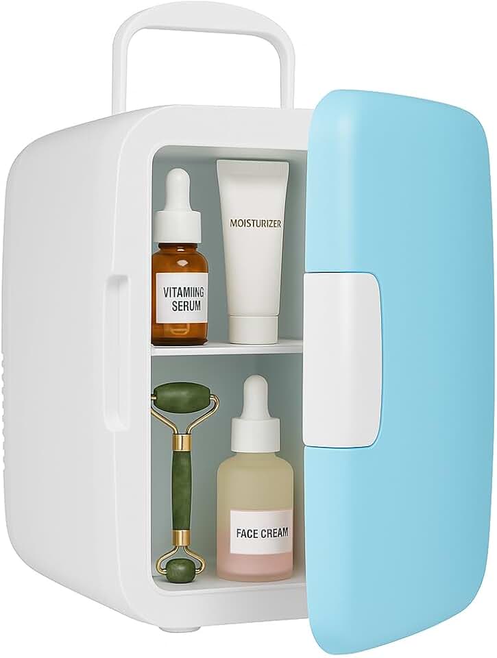 Mini Geladeira Frigobar 2 em 1 4L – Refrigerador e Aquecedor 12V | Retrô Portátil para Casa, Carro, Cosméticos e Skincare