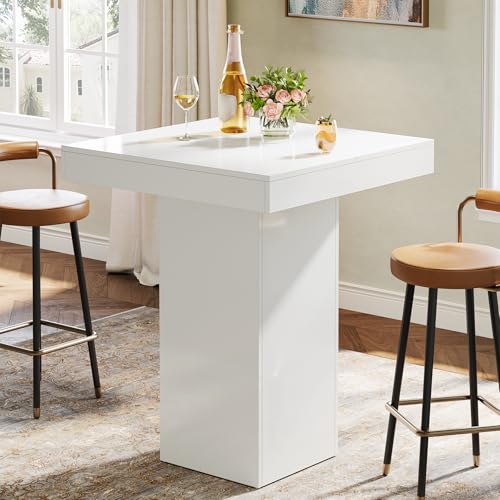 Tribesigns Table de bar, table de cuisine, carrée, table à cocktail moderne en hauteur de comptoir, pour salle à manger, taverne, coin café, fête, 80 x 80...